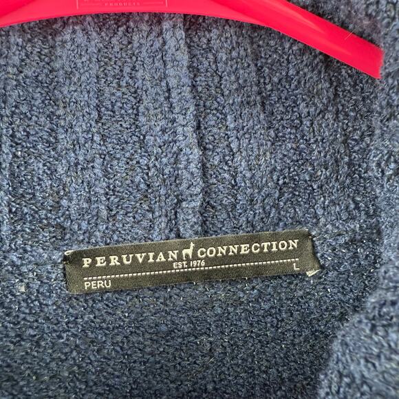 PERUVIAN CONNECTION Turtleneck Sweater SZ Large Navy Blue Pima Cotton Blend Peru - Picture 3 of 11